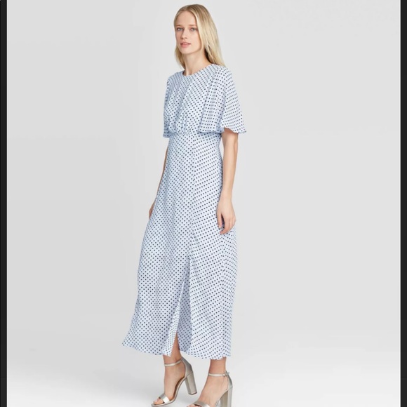 NWT Who What Wear Flutter-Sleeve Polka Dot Dress - Picture 1 of 7